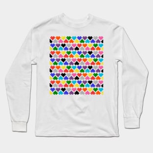 Seamless 10 Color Pattern of Pixel Hearts Long Sleeve T-Shirt
